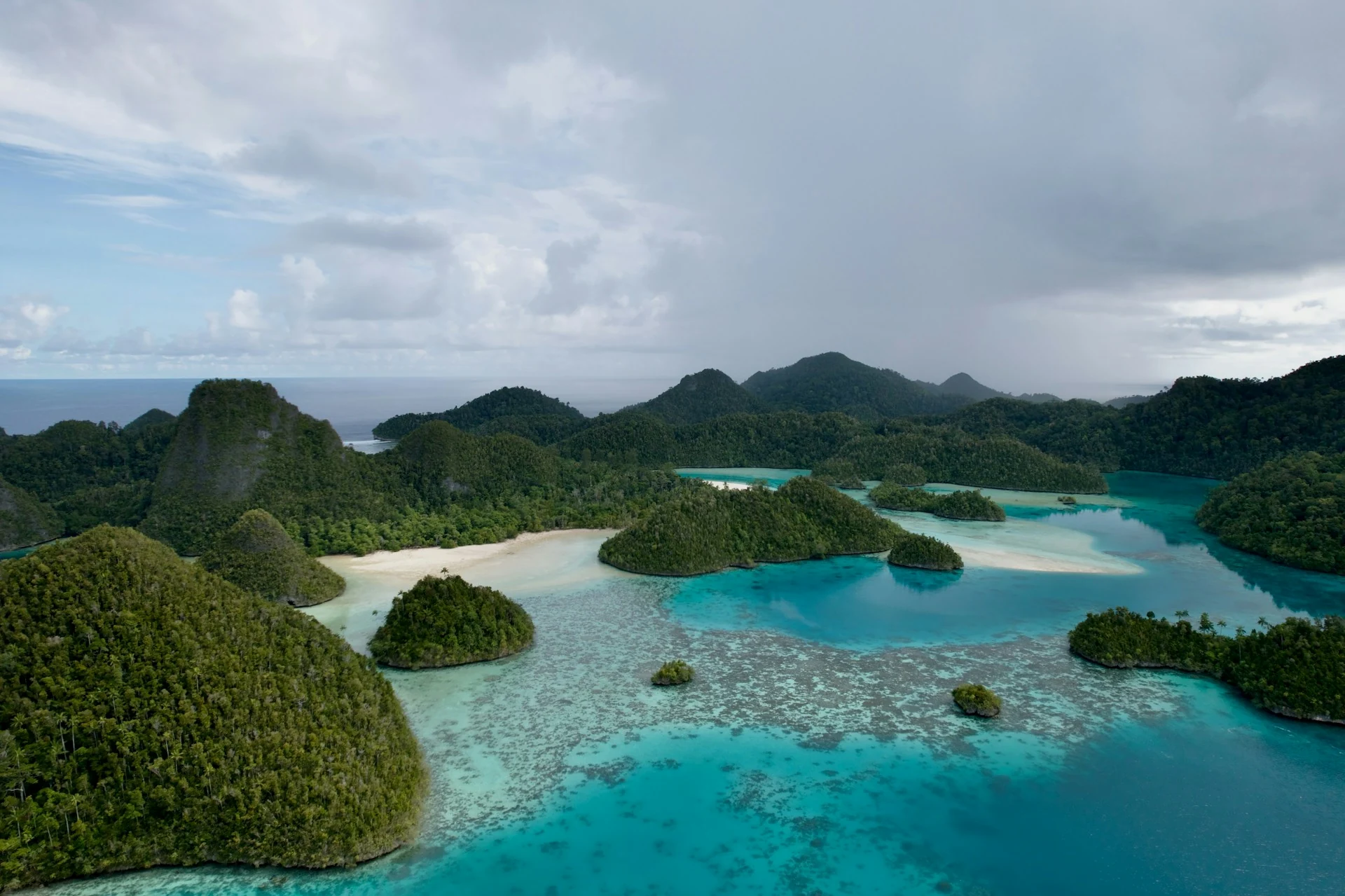 Aerial view of the Wayag islands in Raja Ampat
