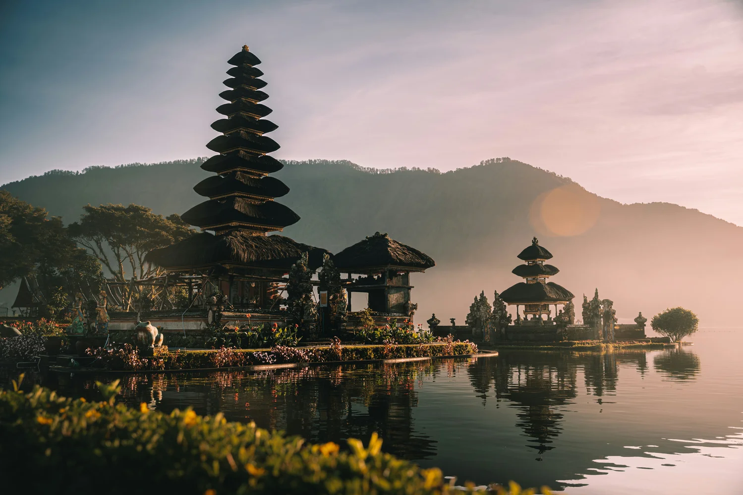 A Balinese water temple in the morning light