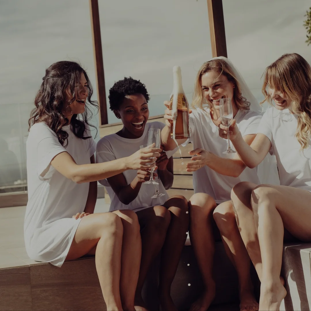 Friends sharing a private celebration on board