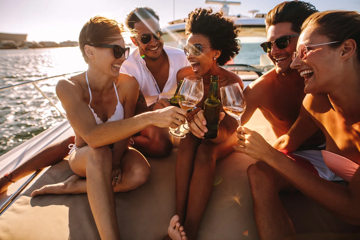 Friends raising glasses at a gathering