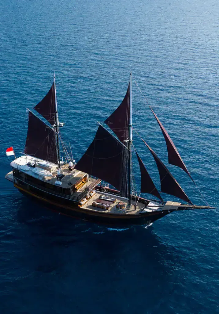A traditional Indonesian phinisi under sail